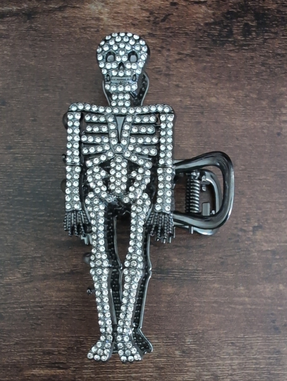 PIPER K Skeleton Hair Clip Crystal Embellished Black with Clear Rhinestones